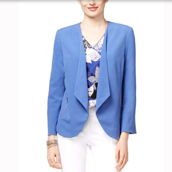 🦋 Alfani Periwinkle Blue Draped Blazer Jacket NWT 6 - Picture 1 of 3